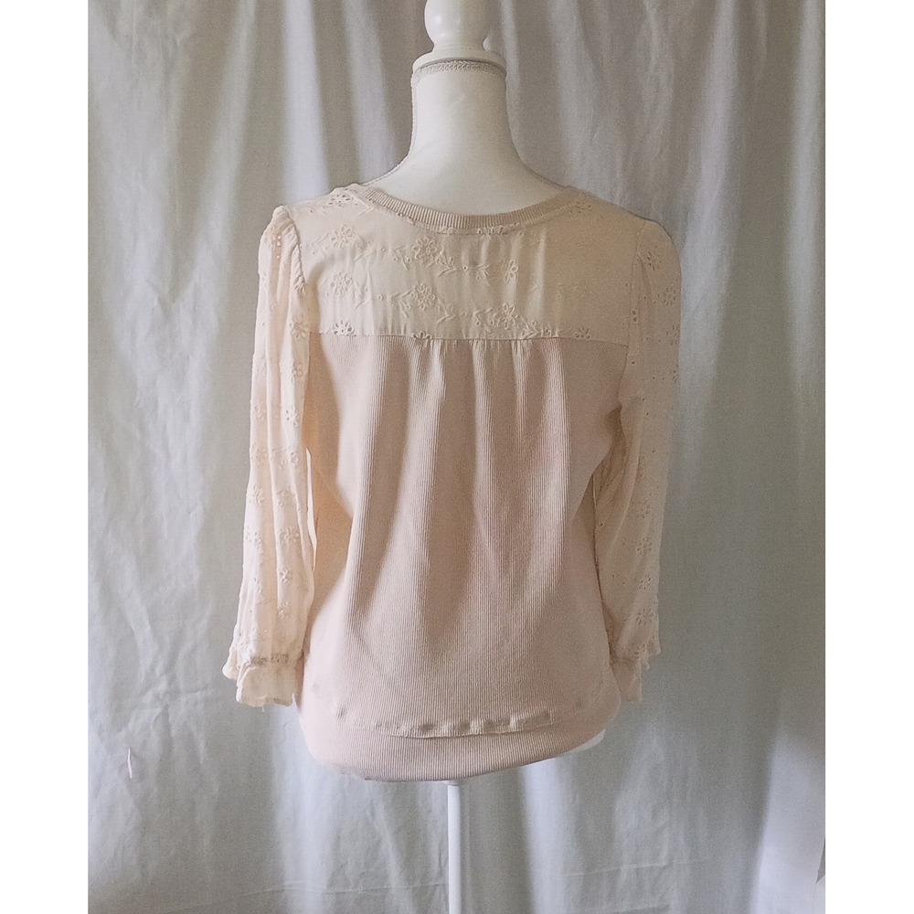 Bundle-3 White & Beige Bohemian Milkmaid Blouses Crochet Lacy Romantic Details L - Picture 11 of 16